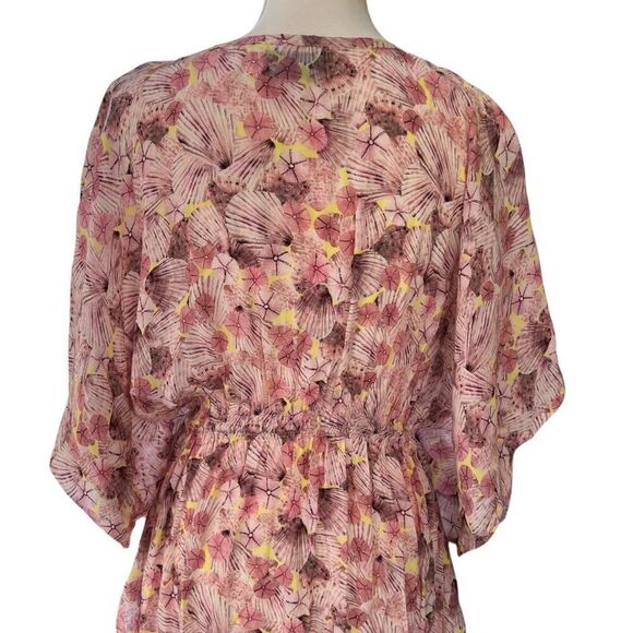 Rujuta Sheth Anthropologie Pink Shell Print Maxi Dress Cinch Drawstring Waist OS - Picture 6 of 13